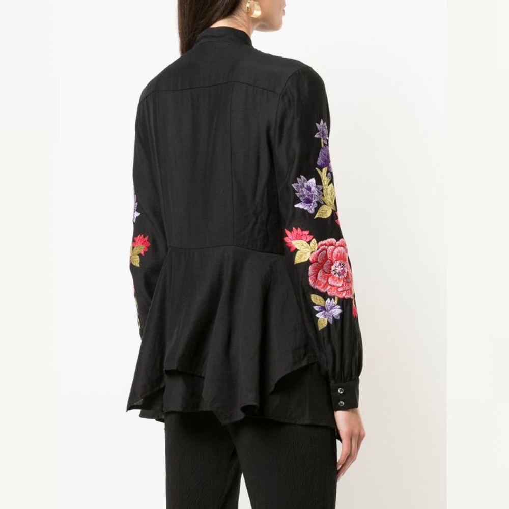 Josie Natori Embroidered Floral Tunic Top - Picture 5 of 9